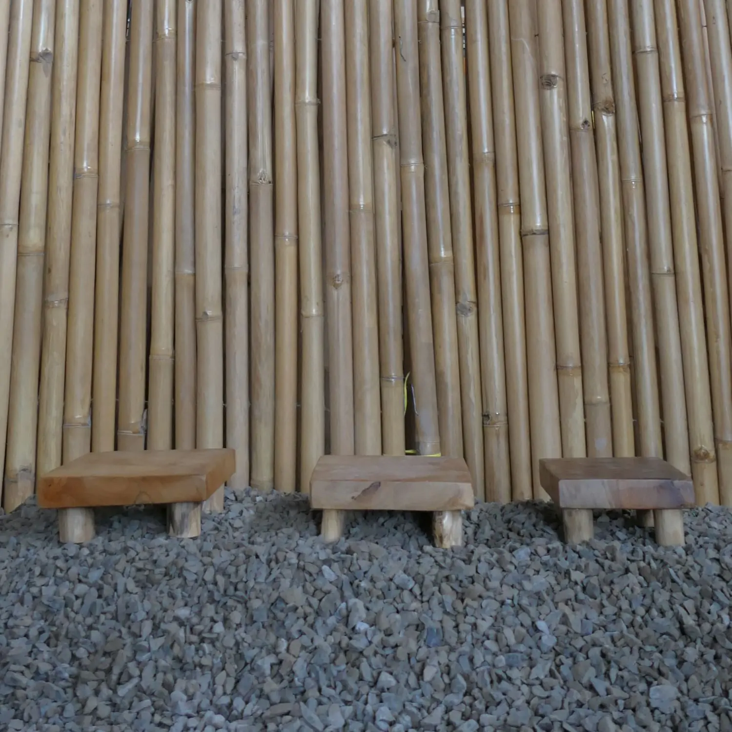  Product image 9 of the product “Low Stool made from teak root wood, Set of 3. Sizes: L: 20x20x7cm H. M:18x18x7cm H. S: 15x15x7cm H. ”